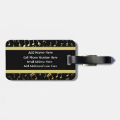 Muzieknoten en pianoketoetsen, zwart en goud bagagelabel (Achterkant horizontaal)