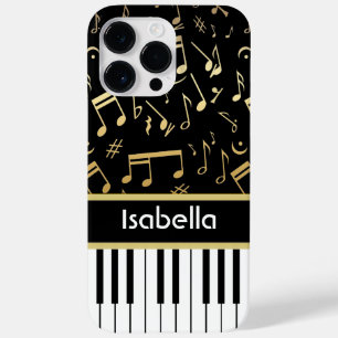 Muzieknoten en pianoketoetsen, zwart en goud Case-Mate iPhone case