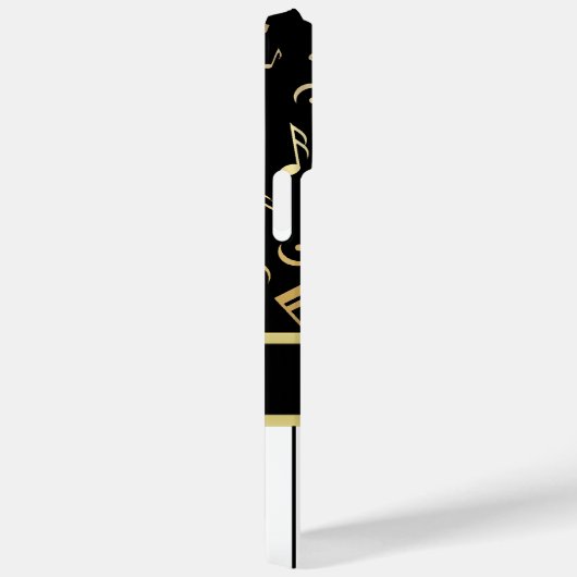 Muzieknoten en pianoketoetsen, zwart en goud Case-Mate iPhone case (Achterkant / Rechts)