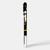 Muzieknoten en pianoketoetsen, zwart en goud Case-Mate iPhone case (Achterkant / Links)