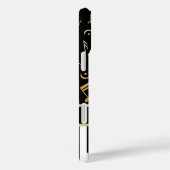 Muzieknoten en pianoketoetsen, zwart en goud Case-Mate iPhone case (Achterkant / Rechts)