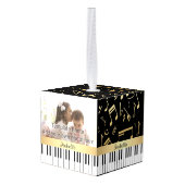 Muzieknoten en pianoketoetsen, zwart en goud decoratie (Achter hoekig)