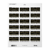 Muzieknoten en pianoketoetsen, zwart en goud etiket (Full Sheet)