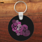 Muzieknoten en polka-punten - roze sleutelhanger (Voorkant)