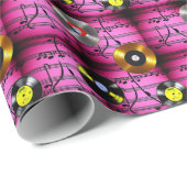 Muzieknoten en records cadeaupapier (Rol Hoek)