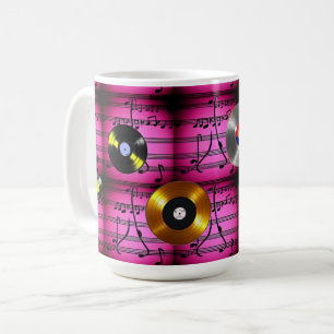 Muzieknoten en records koffiemok