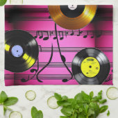 Muzieknoten en records theedoek (Gevouwen)