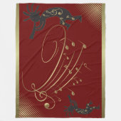 Muzieknoten en Rode Kokopelli fleece deken (Voorkant)