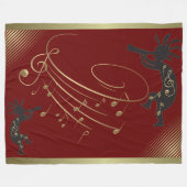 Muzieknoten en Rode Kokopelli fleece deken (Voorkant (Horizontaal))