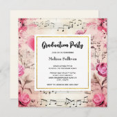 Muzieknoten en Rozen  Design Afstuderen Kaart (Voorkant / Achterkant)