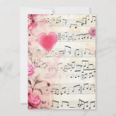 Muzieknoten en Rozen  Design Bruiloft Kaart (Achterkant)