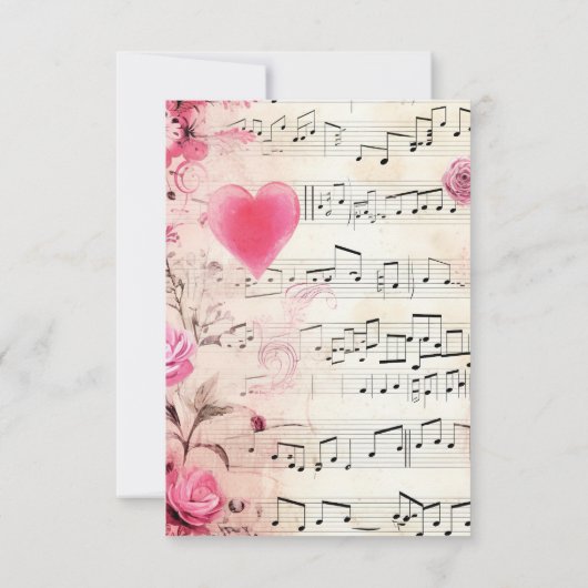 Muzieknoten en Rozen Design Bruiloft RSVP Kaartje (Achterkant)