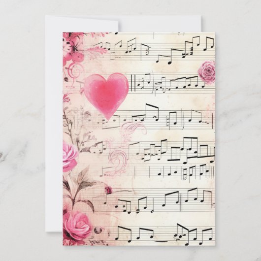 Muzieknoten en Rozen Design Bruiloft Save The Date (Achterkant)