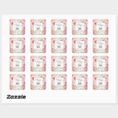 Muzieknoten en Rozen  Design Candle Biz Vierkante Sticker (Vel)