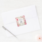 Muzieknoten en Rozen  Design Candle Biz Vierkante Sticker (Envelop)