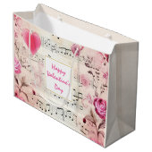 Muzieknoten en Rozen  Design Valentijns Groot Cadeauzakje (Voorkant Gekanteld)