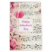 Muzieknoten en Rozen Design Valentijns Medium Cadeauzakje (Voorkant)