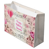 Muzieknoten en Rozen  Design Verjaardag Groot Cadeauzakje (Voorkant Gekanteld)