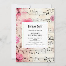Muzieknoten en Rozen  Design Verjaardag