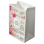 Muzieknoten en Rozen Design Verjaardag Medium Cadeauzakje (Achterkant Gekanteld)