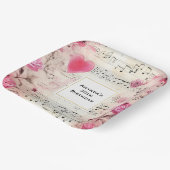 Muzieknoten en Rozen  Design Verjaardag Papieren Bordje (Gebogen)