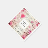 Muzieknoten en Rozen  Design Verjaardag Servet (Hoek)