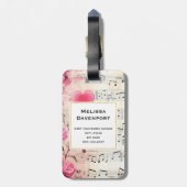 Muzieknoten en Rozen  Monogram Bagagelabel (Achterkant verticaal)