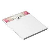 Muzieknoten en Rozen Monogram Notitieblok (Schuin)