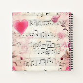Muzieknoten en Rozen  Monogram Notitieboek (Achterkant)