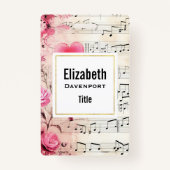 Muzieknoten en Rozen  ontwerp Badge (Voorkant)