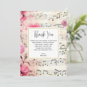 Muzieknoten en Rozen  ontwerp Bedankkaart (Staand voorkant)