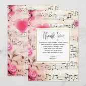 Muzieknoten en Rozen  ontwerp Bedankkaart (Voorkant / Achterkant)