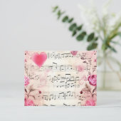 Muzieknoten en Rozen ontwerp Briefkaart (Staand voorkant)