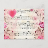 Muzieknoten en Rozen ontwerp Briefkaart (Voorkant)