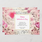 Muzieknoten en Rozen  ontwerp Feestdagenkaart (Voorkant / Achterkant)