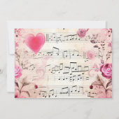 Muzieknoten en Rozen  ontwerp Feestdagenkaart (Achterkant)