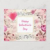 Muzieknoten en Rozen ontwerp Feestdagenkaart (Voorkant)