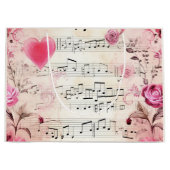 Muzieknoten en Rozen  ontwerp Groot Cadeauzakje (Voorkant)