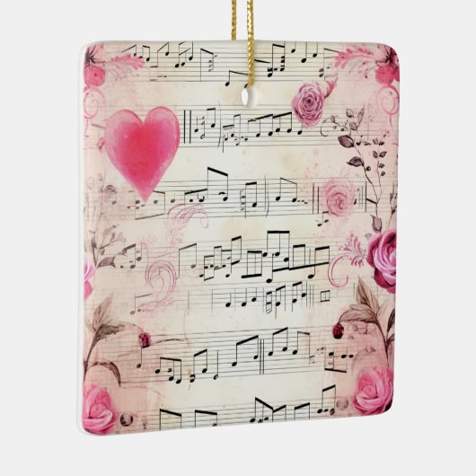Muzieknoten en Rozen  ontwerp Keramisch Ornament (Rechts)