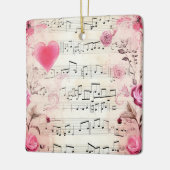 Muzieknoten en Rozen ontwerp Keramisch Ornament (Links)