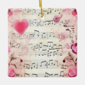 Muzieknoten en Rozen ontwerp Keramisch Ornament (Voorkant)