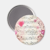 Muzieknoten en Rozen ontwerp Magneet (Voorkant / Achterkant)