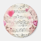Muzieknoten en Rozen  ontwerp Magneet (Voorkant)