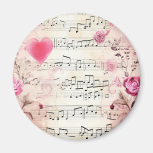 Muzieknoten en Rozen ontwerp Magneet