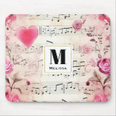 Muzieknoten en Rozen  ontwerp Muismat (Voorkant)