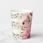 Muzieknoten en Rozen  ontwerp Papieren Bekers (Achterkant)