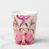 Muzieknoten en Rozen  ontwerp Papieren Bekers (Rechts)