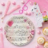 Muzieknoten en Rozen ontwerp Papieren Bordje (Feest)