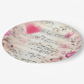 Muzieknoten en Rozen ontwerp Papieren Bordje (Gekanteld)