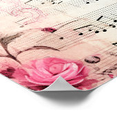 Muzieknoten en Rozen  ontwerp Poster (Hoek)